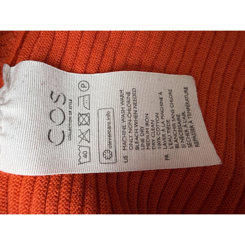 COS Women's Large Orange Ribbed Mock Neck Cotton Sweater Pullover Minimalist‎ - Picture 10 of 12